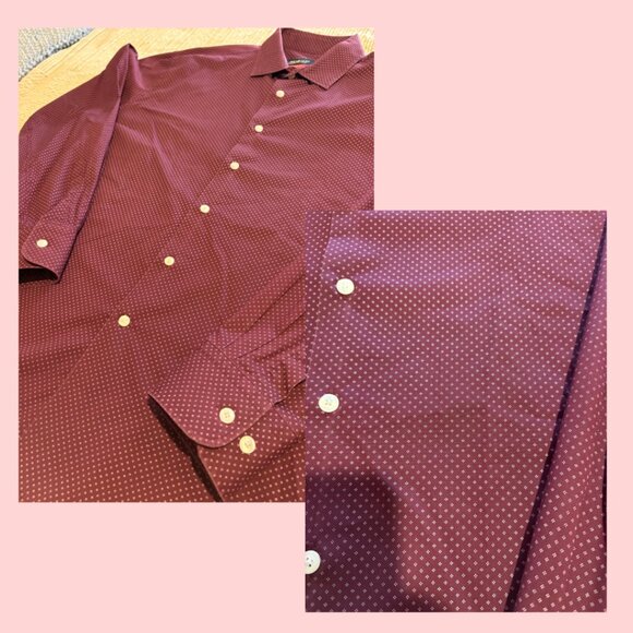 Kenneth Cole AWEARNESS AWEAR-Tech Dress Shirt, Burgundy, Size XL - Picture 2 of 4